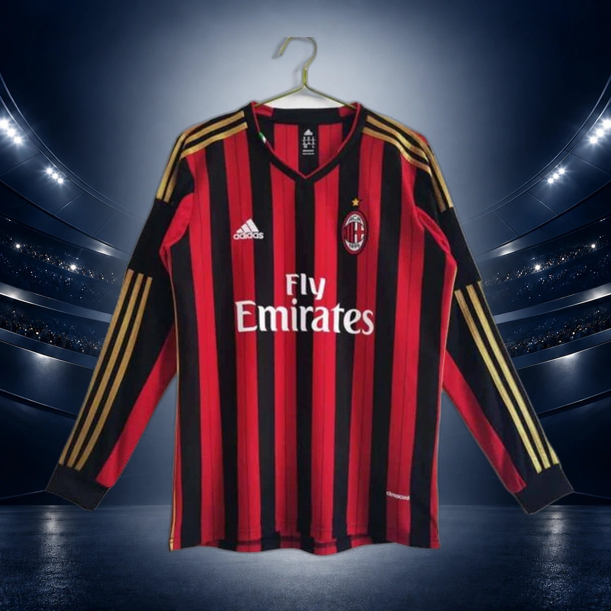 Camiseta Retro AC Milan Primera Equipación Manga Larga 2013/14